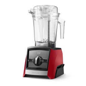 Vitamix Ascent Series A2500i Blender in red with clear container, digital display and dial control, 28x20x43cm