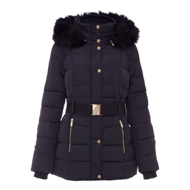 Vicky Velvet Trim Short Puffer Coat