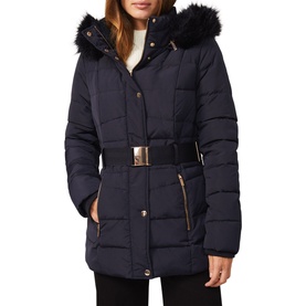 Vicky Velvet Trim Short Puffer Coat