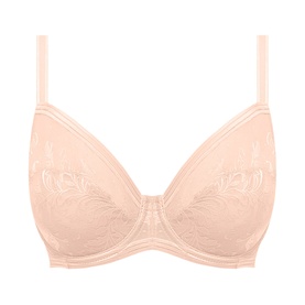 Wacoal Underwired Net Effects Full Cup Bra in nude, featuring delicate floral lace cups and adjustable straps