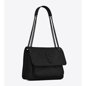 Niki Vintage Crinkled Leather Medium Chain Bag