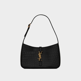 Le 5 &Agrave; 7 Croc-Embossed Shiny Leather Hobo Bag