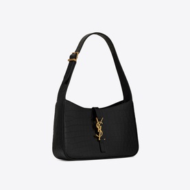 Le 5 &Agrave; 7 Croc-Embossed Shiny Leather Hobo Bag