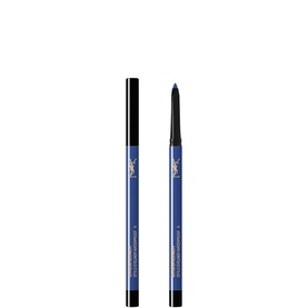 Yves Saint Laurent Crushliner Waterproof Liner in blue, shown capped and uncapped, slim pencil format with YSL branding
