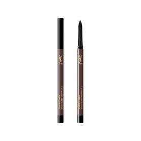Yves Saint Laurent Crushliner Waterproof Liner eyeliner pencil in deep brown, shown capped and uncapped with precision tip visible