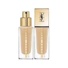 Yves Saint Laurent Touche &Eacute;clat Le Teint Natural Glow Foundation SPF22 25ml in a warm beige shade, pump bottle with gold cap