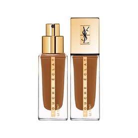 Yves Saint Laurent Touche &Eacute;clat Le Teint Natural Glow Foundation SPF22 in deep tan shade, pump bottle with gold cap