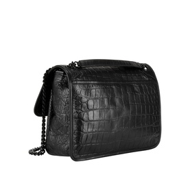 Niki Croc-Embossed Leather Medium Chain Bag