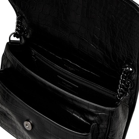 Niki Croc-Embossed Leather Medium Chain Bag