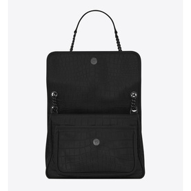 Niki Croc-Embossed Leather Medium Chain Bag