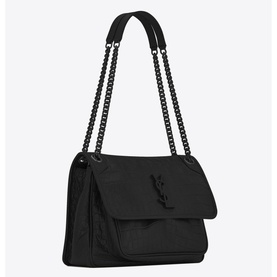Niki Croc-Embossed Leather Medium Chain Bag