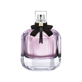 Yves Saint Laurent Mon Paris Eau de Toilette 150ml, faceted pink glass bottle with black bow and gold cap