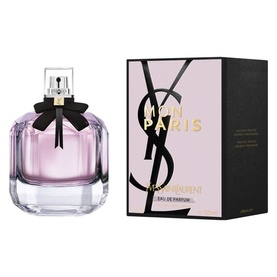 Yves Saint Laurent Mon Paris Eau de Parfum 150ml, pink flacon with black bow and matching pink and black box