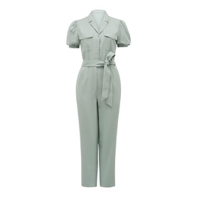 Zara Puff-Sleeve Utility Jumpsuit