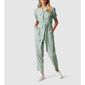 Zara Puff-Sleeve Utility Jumpsuit