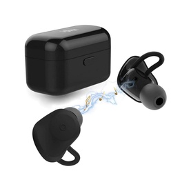 iStar True Wireless Bluetooth Noise Cancelling Headphones in black, with charging case and ear hook design