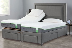 Moulton Adjustable Divan Base with Foot and Side Drawers Tweed Grey