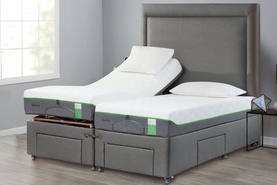 Moulton Adjustable Divan Base with Foot and Side Drawers Tweed Grey