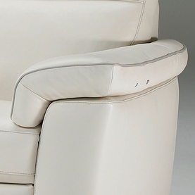 B757 Brivido Leather LHF 2.5-Seater With Power Recliner, RHF Terminal And Half Moon Ottoman White