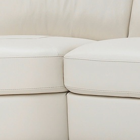 B757 Brivido Leather LHF 2.5-Seater With Power Recliner, RHF Terminal And Half Moon Ottoman White