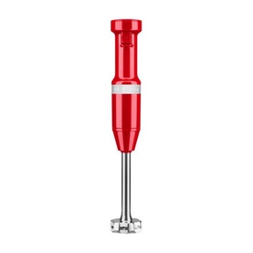 KitchenAid Corded Hand Blender With Accessories in red with stainless steel blending shaft and star-shaped blade attachment