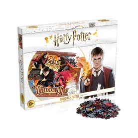 Board Games Quidditch Jigsaw Puzzle, multi-coloured 1000-piece Harry Potter themed puzzle box with scattered pieces shown