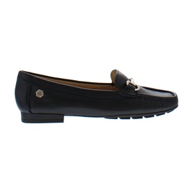 Carl Scarpa Beila Snaffel Loafers in blue leather with gold-tone snaffle bar detail, flat heel, and rubber sole