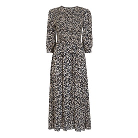 Cheetah Print Shirred Dress