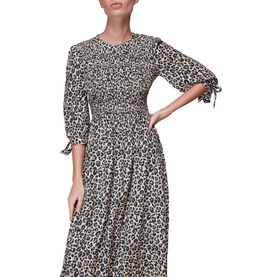 Cheetah Print Shirred Dress