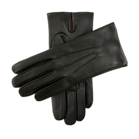 Dents Bath Cashmere-Lined Leather Gloves in black, slim fit with smooth finish and three-point stitching detail
