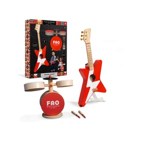 Wooden Guitar & Drum Set