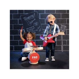 Wooden Guitar & Drum Set