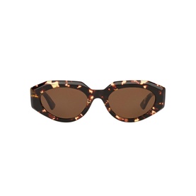 Bottega Veneta 6J000246 Round Sunglasses in brown tortoiseshell with angular geometric frames and brown tinted lenses