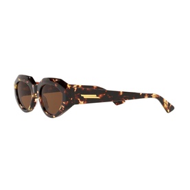 Bottega Veneta 6J000246 Round Sunglasses in brown tortoiseshell acetate with brown tinted lenses and gold temple detail