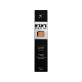 IT Cosmetics Bye Bye Under Eye Concealer in tan shade, full coverage anti-aging waterproof formula, compact tube packaging
