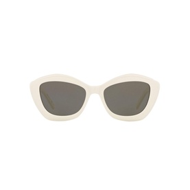 Saint Laurent YS000275 Cat Eye Sunglasses in white acetate with dark grey lenses, front-facing product shot