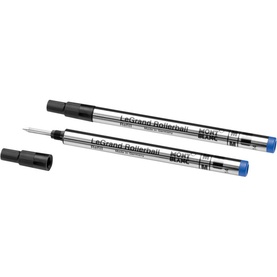 Montblanc Rollerball LeGrand Medium Refill in Royal Blue, two blue ink refills with black caps, medium nib size