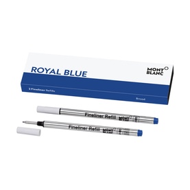 Montblanc Fineliner Refill in Royal Blue, broad size, pack of two blue ink refills with white and blue branded box