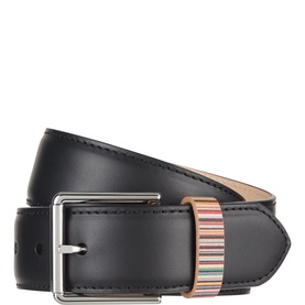 Stripe Print Leather Belt