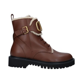 Signature Shearling Logo Combat Boots