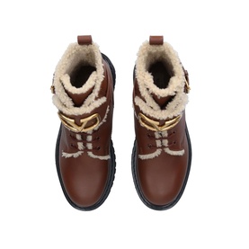 Signature Shearling Logo Combat Boots