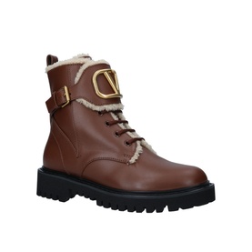 Signature Shearling Logo Combat Boots