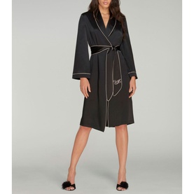 Logo Embroidered Silk Robe
