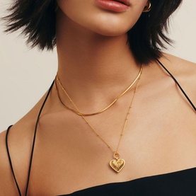 Ridge 18kt Gold Plated Heart Necklace