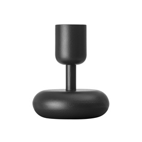 Iittala Nappula Candle Holder 107mm in dark grey, matte finish with rounded donut base and cylindrical top