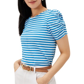 Kaiya Textured Puff Sleeve Stripe Top