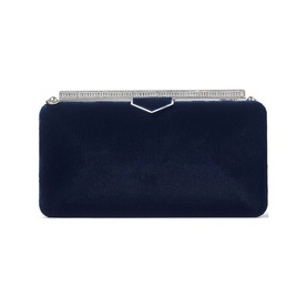 Ellipse Velvet With Crystal Frame Clutch Bag