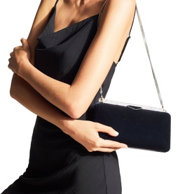 Ellipse Velvet With Crystal Frame Clutch Bag