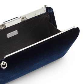 Ellipse Velvet With Crystal Frame Clutch Bag
