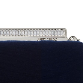 Ellipse Velvet With Crystal Frame Clutch Bag